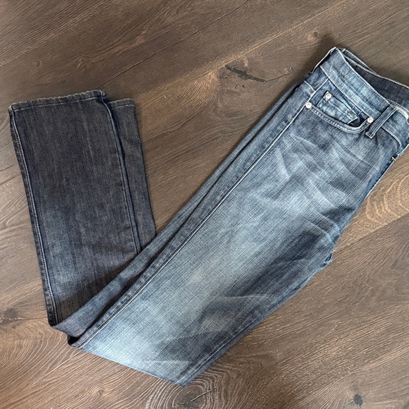 Women’s High Waist Edie 7 for all Mankind Jeans Slim Straight in Faded  size 28 - Picture 7 of 7